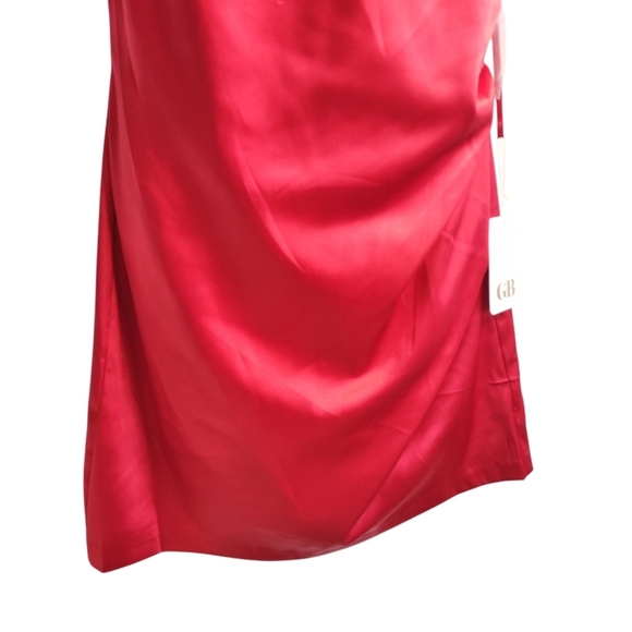 GB Women's Red Social Cowl Halter Neck Satin Mini Dress Size 11 NWT - Picture 5 of 9